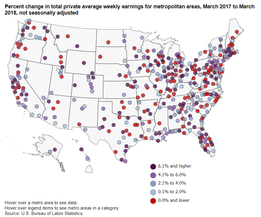 Map of the
U.S. with metro areas